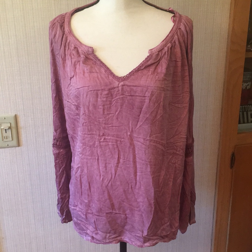 Charlie B Italy purple Peasant tunic sz XL